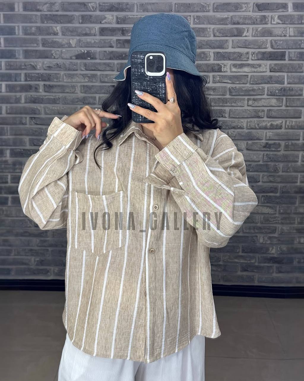 شومیز لینن راه راه پشت پاپیون کد 10620