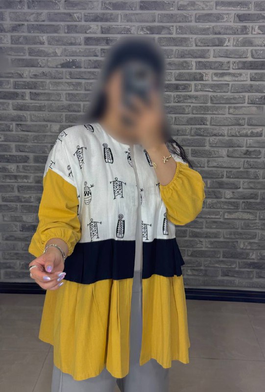 شومیز لینن مزونی عروسکی پیلی دار کد 10354