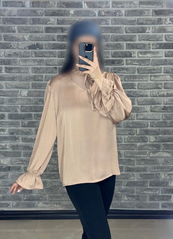 شومیز ساتن یقه گره ای کد 10359