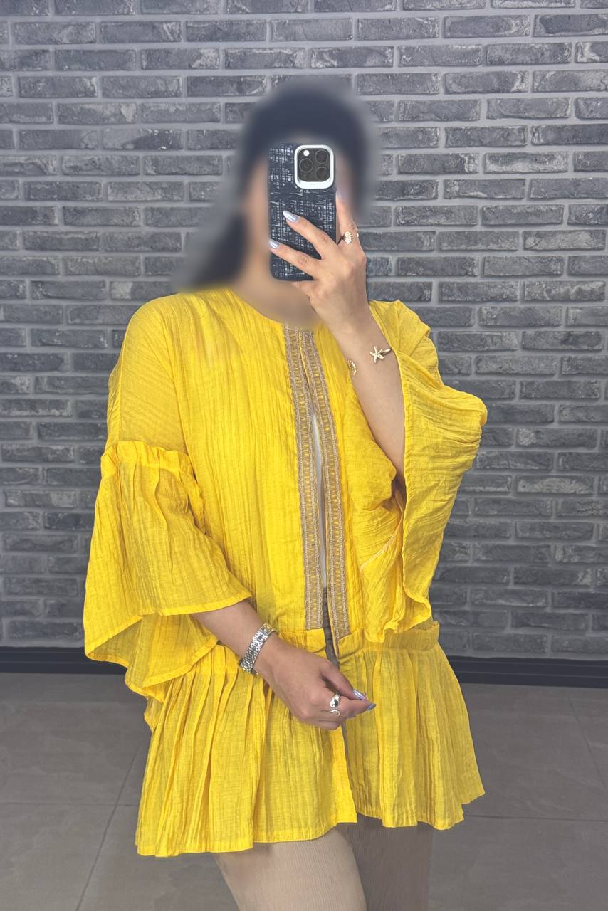 شومیز ژاکارد مزونی عروسکی پیلی دار کد 10355