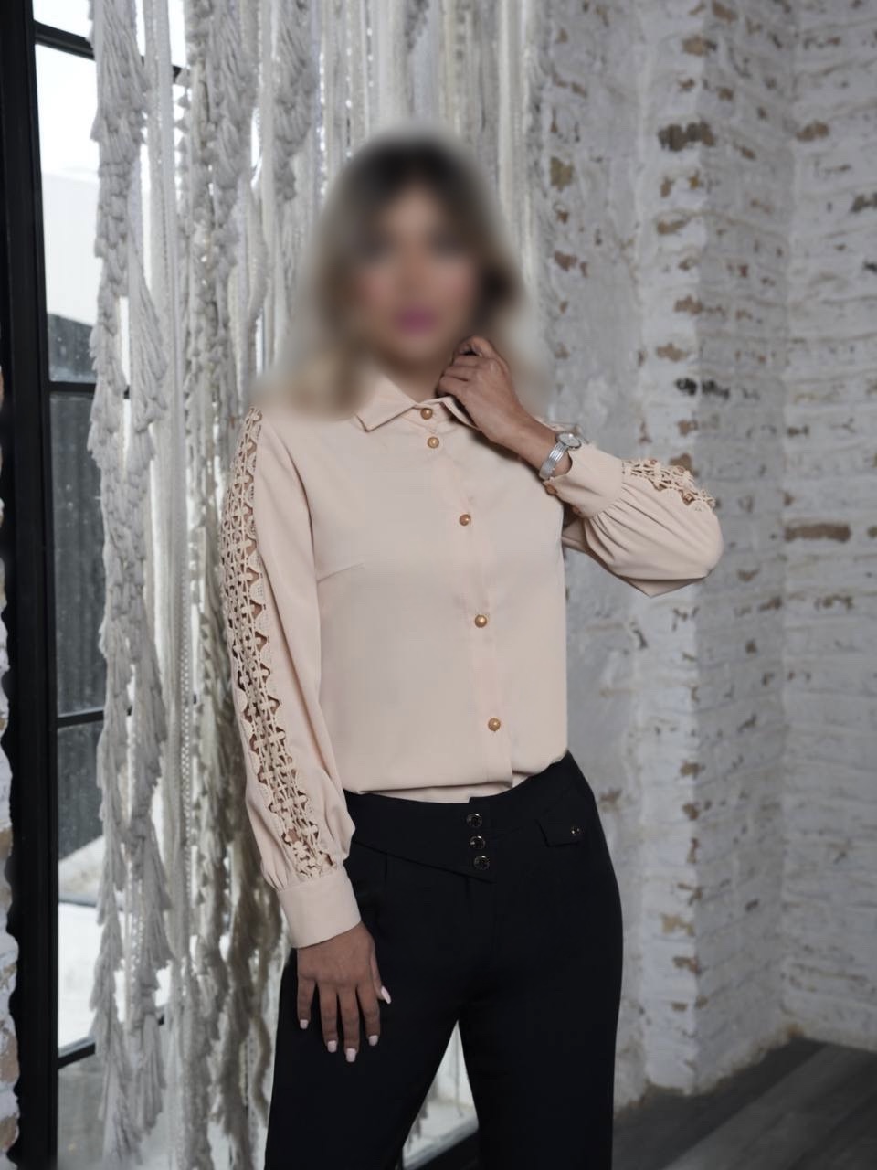 شومیز مجلسی / اسپرت جنس جسیکا استین گیپور دکمه مروارید کد 10363