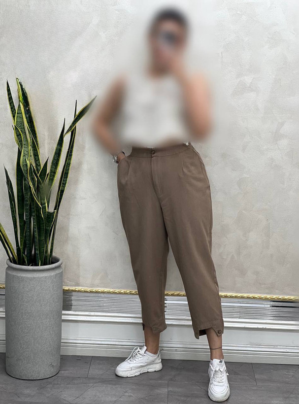 شلوار لینن نسکافه ای